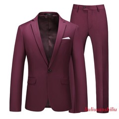 Men’s One Button Formal Suits 2pcs Blazer Jacket Pants Slim Party Grooms Wedding