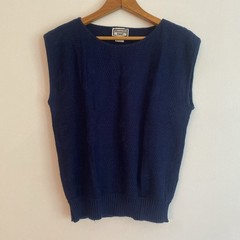VTG Women’s Sweater Vest Large Blue Nautical Anchor Sleeveless USA Kenneth Too
