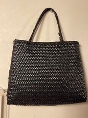 Dragon Diffusion Leather Mesh Tote Black Shoulder Bag