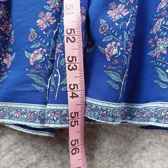 R. Vivimos Blue Floral Boho Maxi Dress L 12/14 V Neck Tiered Tassel Prairie Core