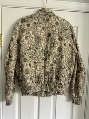 Mother Smocked Friends With The Flowers Jacket Womens M White Floral Quilted Zip