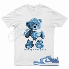 White SMILE T Shirt for N Dunk Low University Blue Carolina 1 4 Mid Air
