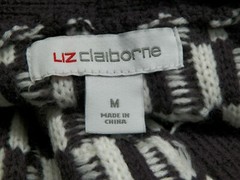Liz Claiborne Women’s Size M Sweater Cardigan Open Front Cream Midnight Purple