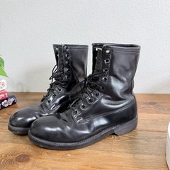Vtg US Combat Military Boots Vietnam Era 1972 Genesco Black Leather Sz 7.5 R