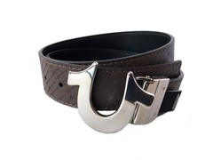 New True Religion Mens Reversible Belt TR303396 Black/Brown w/ Nickle Buck