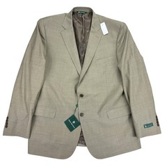Brooks Brothers Mens Classic Fit Wool Stretch Sharkskin Suit Jacket Beige 50L