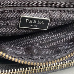 Prada Y2K Vintage Black Nylon & Saffiano Leather Belt Bag w/ Silver Hardware
