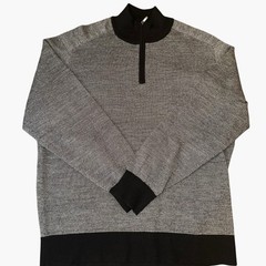 Daniel Cremieux Signature Quarter Zip Sweater Mens XL Gray Black Merino Wool