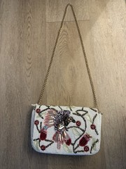 New Viral Tiktok Hummingbird Handmade Ivory Beaded Sequin Floral Shoulder Bag