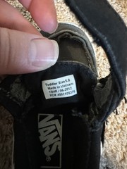 Vans Canvas Shoes Sz 5 Toddler With Hook And Loop Closure Black/gray BOYS