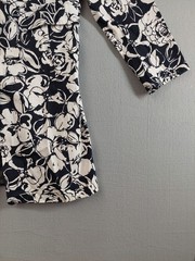 Axcess Women Coat 12 Black Floral Long Sleeve Button Up Mid Lenght Overcoat