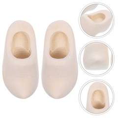 6 Pairs Mini Wood Shoes 1.57 inch Unfinished Wooden Doll Shoes DIY Crafts