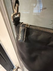 Prada Tessuto Nylon and Leather Messenger Crossbody Bag with Contrast Stitching