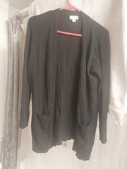 SO Women’s S Black Solid Open Front Knit Cardigan Sweater Long Sleeve Pockets