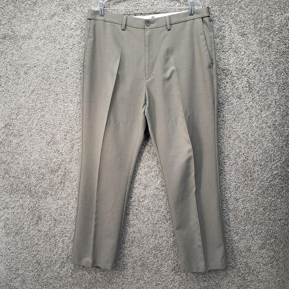 Haggar Cool 18 Mens Classic Fit Khaki Taupe Dress Pants 38×31 WPL 386 1017764