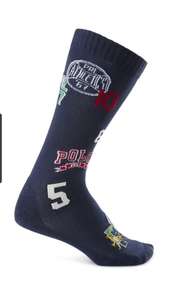 NWT! Polo Ralph Lauren Men’s Varsity Athletic Crew Socks Fits Shoe Size 6-12.5