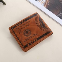 Men’s US 100 Dollar Bill Leather Bifold Card Photo Holder Wallet Handbag Purse