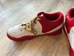 Used Nike Zoom BB Low II Q AS White Red Gold Basketball Shoes Mens 11.5