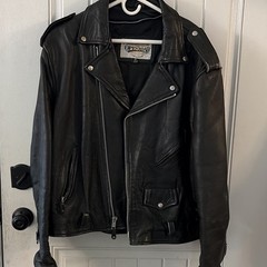 Open Road Men’s Black Leather Motorcycle Jacket XL Zip Closure Pockets