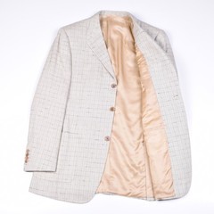 NWT Belvest Gray Herringbone Check Three Button Silk Linen Sportcoat 40 40r