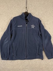 Dallas Cowboys Columbia Fleece Jacket Mens L Blue Full Zip Long Sleeve Pockets