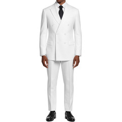 VINCI Men’s White Double-Breasted Suit w/ Adjustable Waist, Reg-Fit – NEW