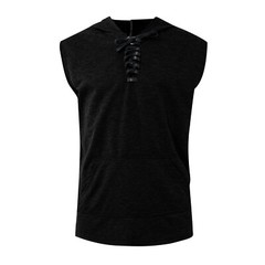 Man Sleeveless Hoodie Hooded Workout Gym Bodybuilding Training Tank Top Vest