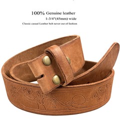 Embossed Casual Genuine Full Grain Leather Belt Strap 1-3/4″(45mm) Wide