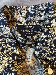 Chaps Non-Iron Blue White Floral Long Sleeve Button-Up Shirt Women’s S