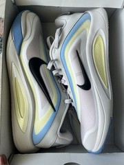 Nike HF7001-002 GS Kids Basketball Low Top Sneakers White/Blue/Yellow 6.5Y/8W