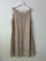 Autograph Natural Silk Blend Lacy Layered Slip Dress Size 14