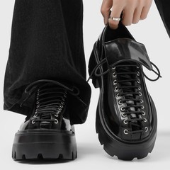Mens Vintage Lace Up Platform Thick Sole Leather Cargo Creeper Derby Shoes Hot