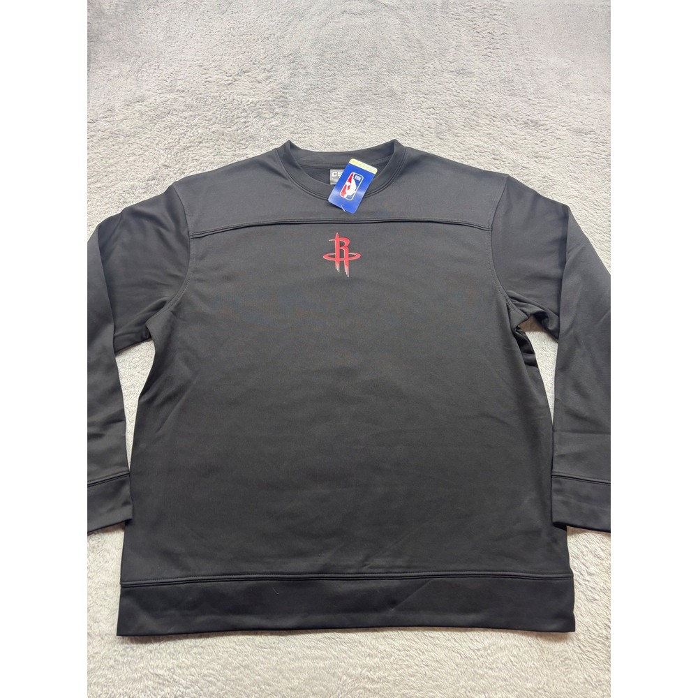 NBA Houston Rockets Mens Large Black Crewneck Performance Sweatshirt Fleece NWT