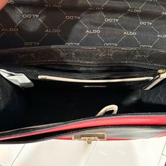 ALDO Colorblock Satchel Top Handle Gold Chain Accent Detachable Strap Pockets