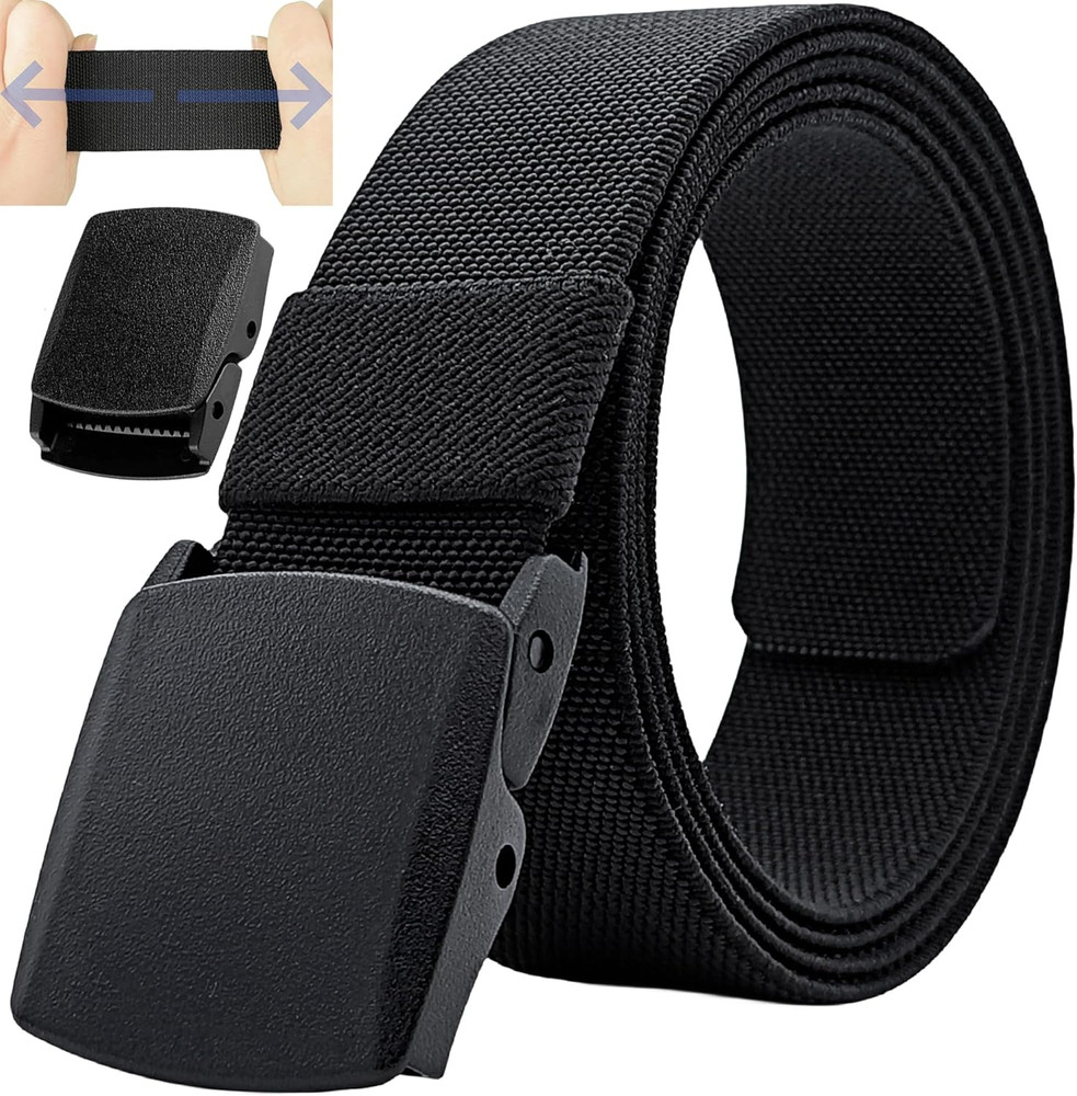 Men’s Adjustable Tactical Belt, TSA Approved Metal-Free Elastic Stretch Belt