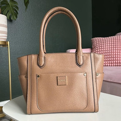 Isaac Mizrahi Valerie Saffiano Leather Satchel Bag in Camel – New, never used!