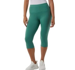 32 Degrees Women’s Cropped Leggings, Green, XS, Pockets 4-Way Stretch High Waist