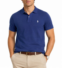 Polo Ralph Lauren Mens Polo Shirt Custom Slim Fit Royal Blue Short Sleeve NWT
