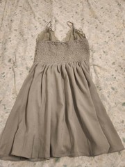 Express Women’s M Gray Lace V-Neck Fit & Flare Knee Smocked Spaghetti Dress