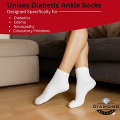Diamond Star Diabetic Ankle Socks for Men & Women – Non-Binding Cushioned Cot…
