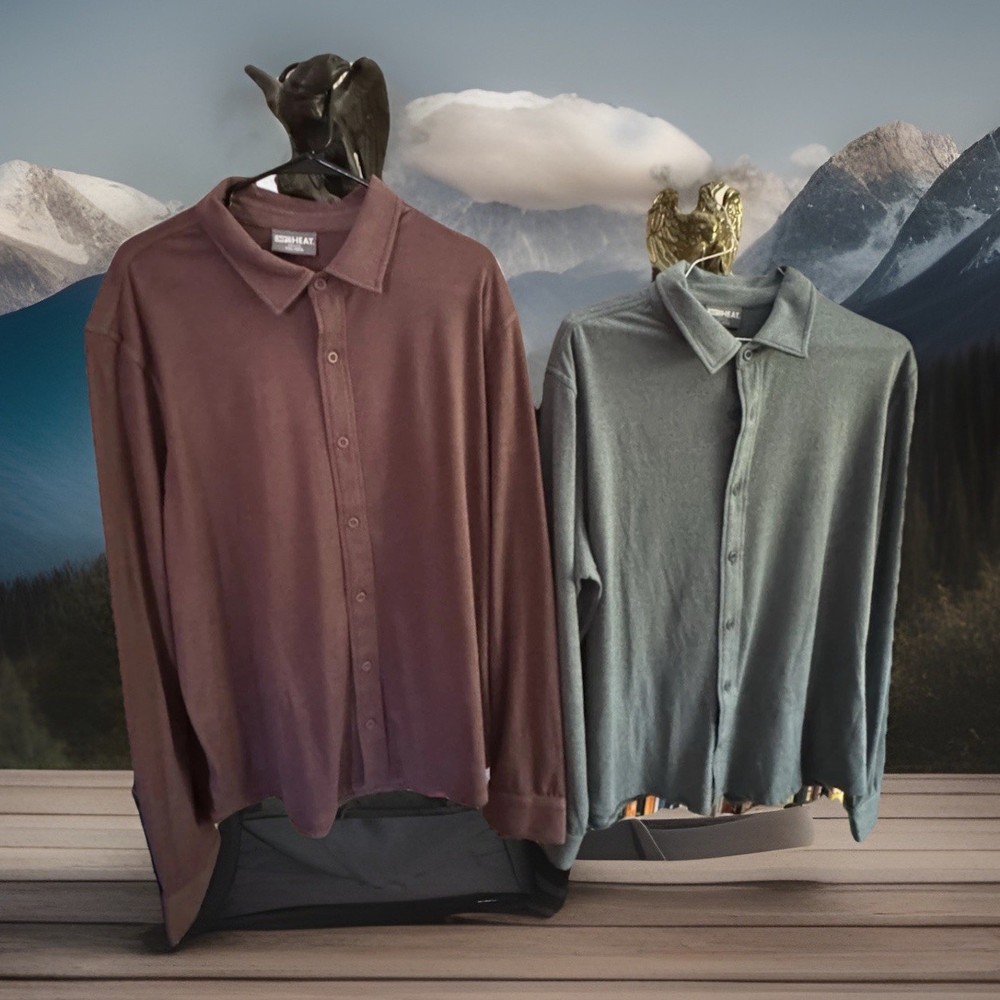 (NEW) 32 Degrees Heat XXL Long Sleeve Button Up Shirt Bundle 2 Soft Stretch NWOT