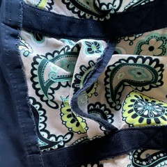 Thirty-One Paisley Tote Bag Blue Green White Zip Embroidered Initials