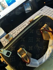 Monogram Top Handle Bag Zip w/ Detachable Adjustable Strap Brown