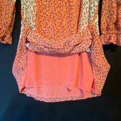 CeCe Puff-Sleeve Romantic V-Neck Tie-Waist Floral-Print Dress Size M