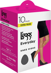 L’Eggs Everyday Women’S Knee High Stockings, Reinforced Toe, 100% Nylon, One Siz