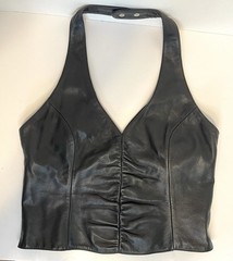 Wilson’s Black Leather Maxima Halter Top Medium Rear Zip