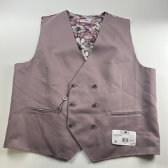$115 BRAND NEW TAYION Mens XL Solid Mauve Double Breast Stretch Suit Jacket Vest