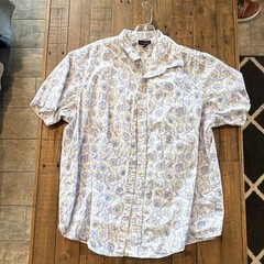Club Room Men’s White/Blue/Purple/Yellow Paisley Woven SS Button-Up XL