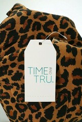 Womens Time And Tru Leopard Print Roll Cuff Button Front Shirt NEW NWT
