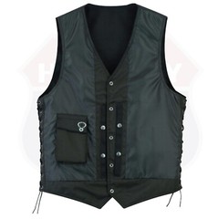 Highway Leather Black Motorcycle Denim Vest Biker Men Gun Pocket # HL21614